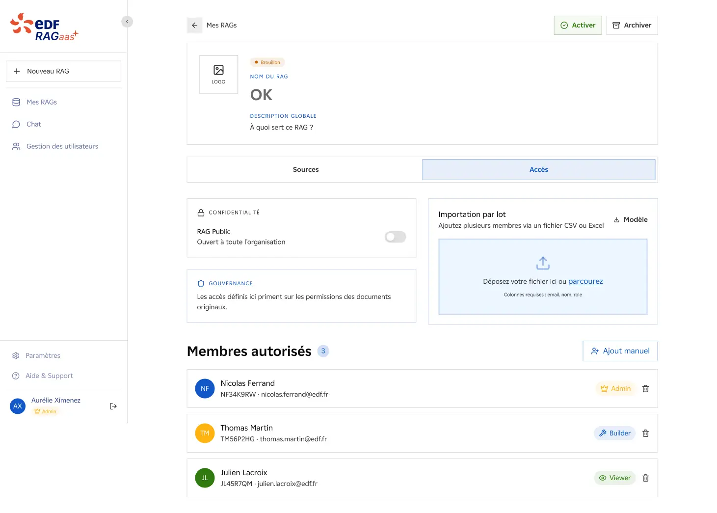 RAGaaS — gestion des accès et confidentialité